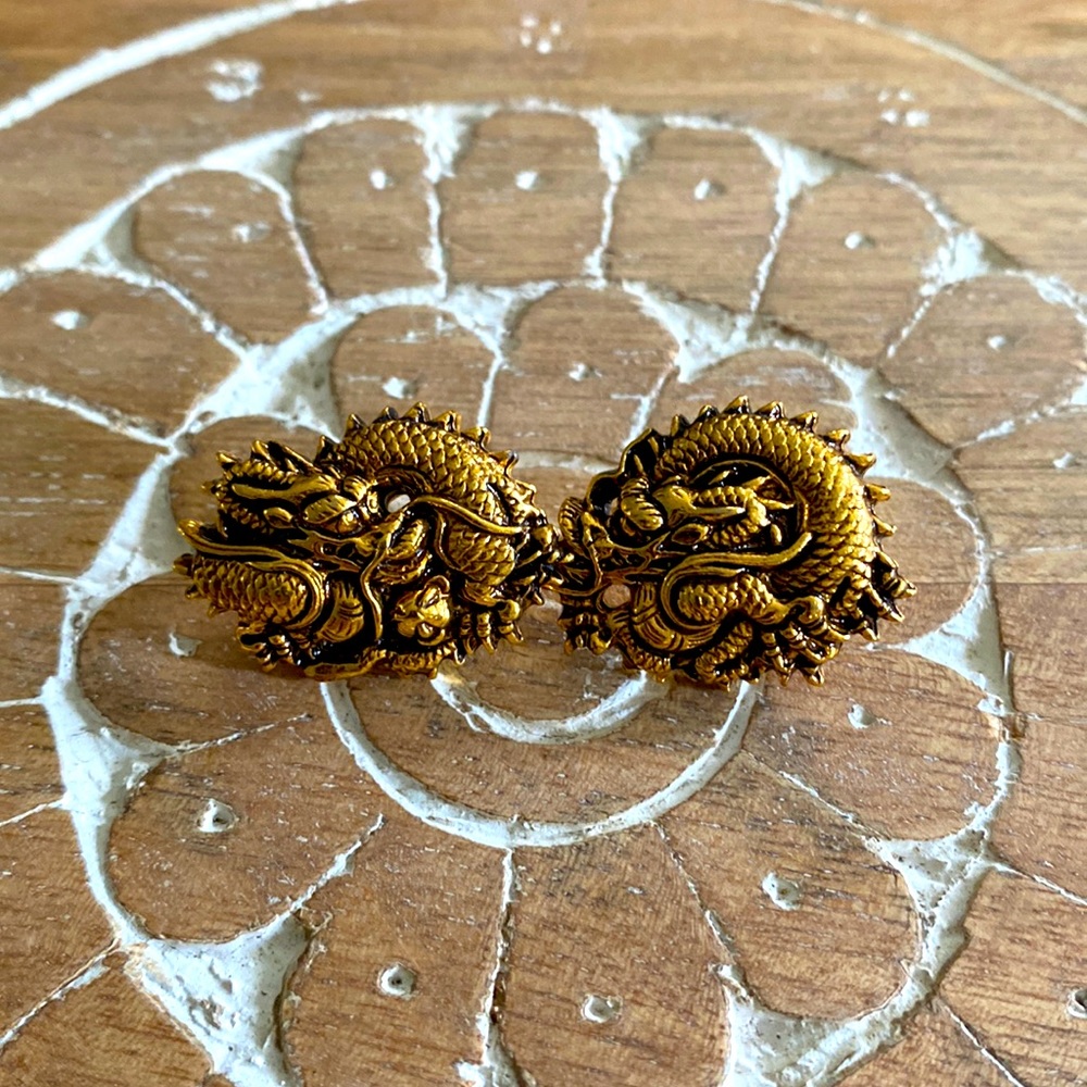 Gold dragon earrings